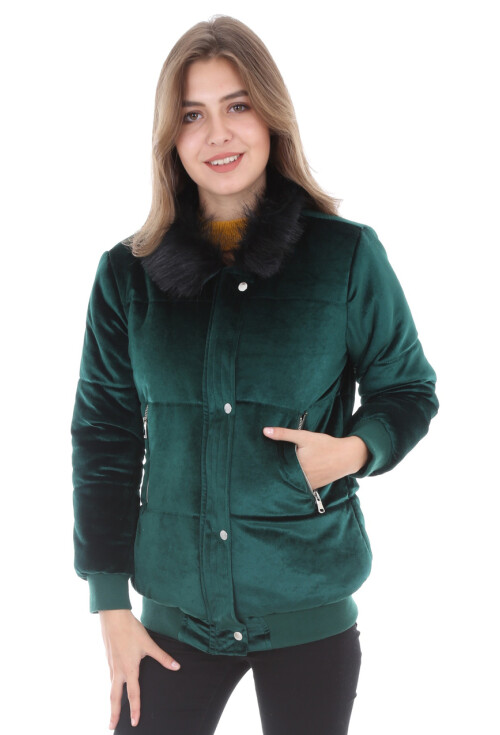 5069 Yaka Kürklü Kadife Mont