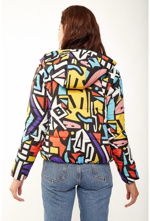 5093 Mix Kapşonlu Şişme Mont