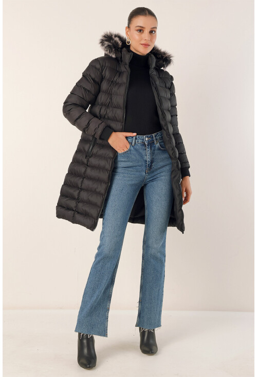 5165 Hooded Long Puffer Coat