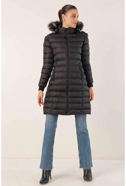 5165 Hooded Long Puffer Coat