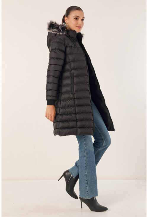 5165 Hooded Long Puffer Coat