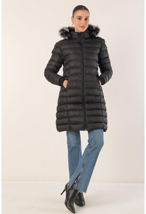 5165 Hooded Long Puffer Coat