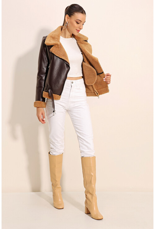 5174 Faux Fur Leather Jacket