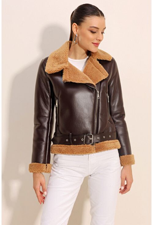 5174 Faux Fur Leather Jacket