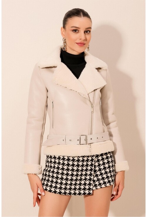 5174 Faux Fur Leather Jacket