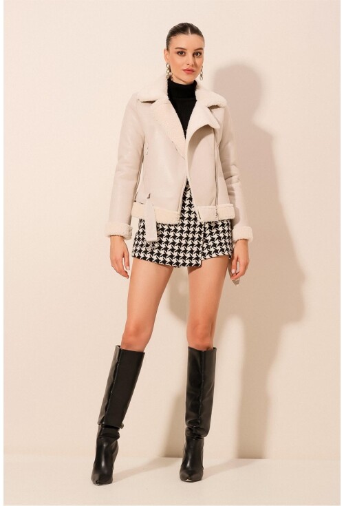 5174 Faux Fur Leather Jacket