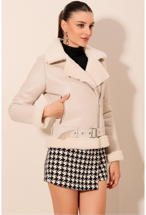 5174 Faux Fur Leather Jacket