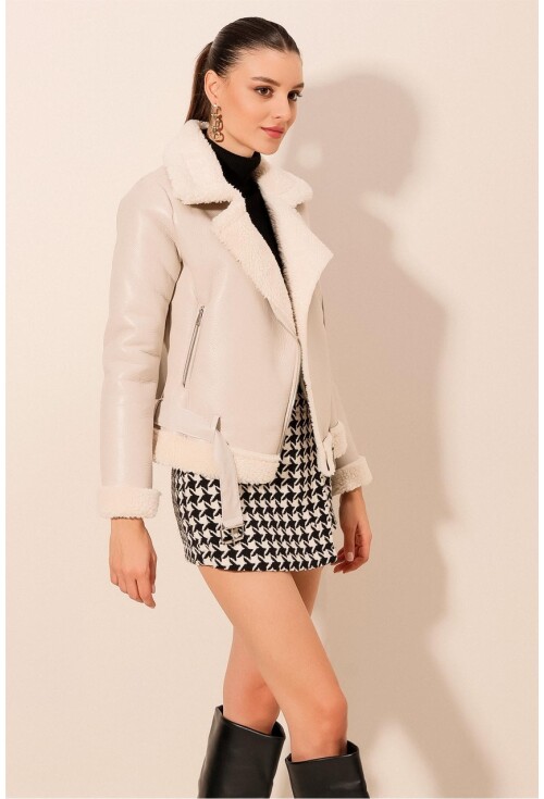 5174 Faux Fur Leather Jacket