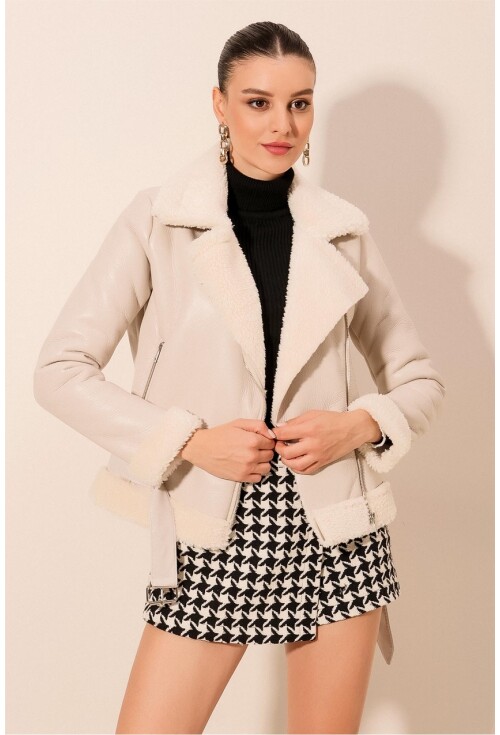 5174 Faux Fur Leather Jacket