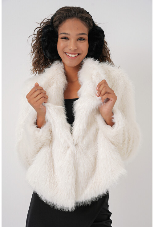 5186 Kruvaze Peluş Kürk Kaban