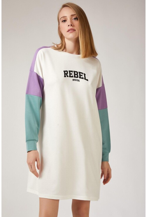 55320 Çok Renkli Oversize Sweat Elbise