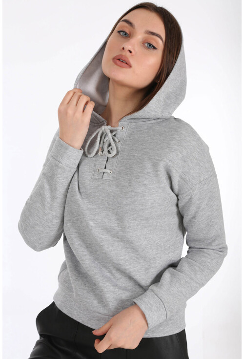 55321 Kapşonlu Önü Bağlamalı Sweat