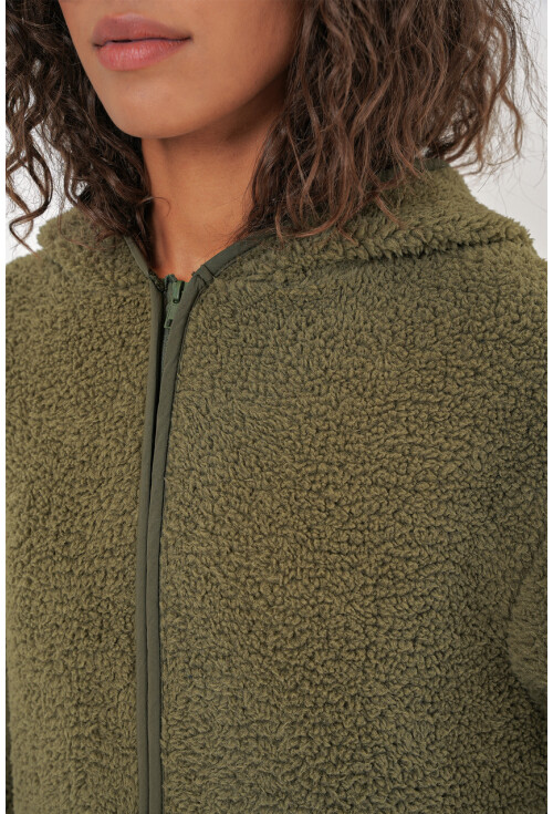 55456 Kadın Kapüşonlu Oversize Peluş Ceket