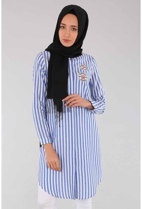 5614 Çizgili Tesettür Tunik