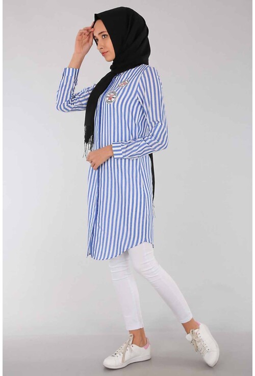 5614 Çizgili Tesettür Tunik