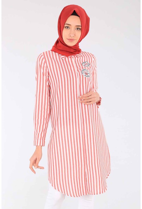 5614 Çizgili Tesettür Tunik