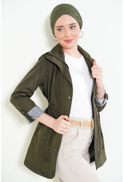 5669 Belden Lastikli Trenchcoat