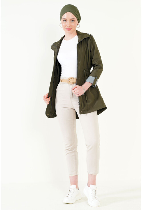 5669 Belden Lastikli Trenchcoat