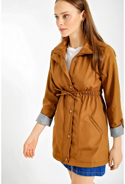 5669 Belden Lastikli Trenchcoat