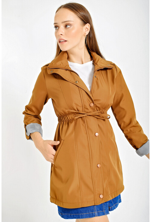 5669 Belden Lastikli Trenchcoat