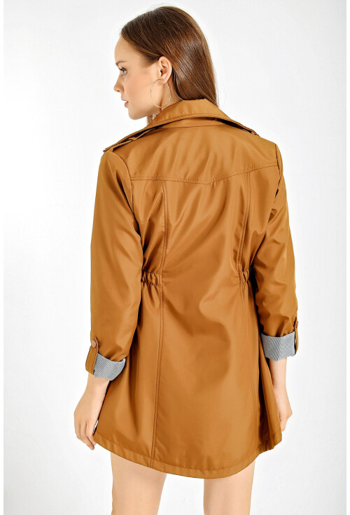 5669 Belden Lastikli Trenchcoat