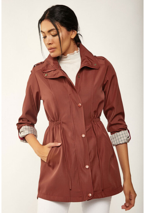 5669 Belden Lastikli Trenchcoat