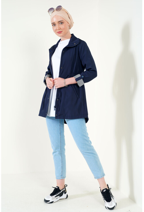 5669 Belden Lastikli Trenchcoat