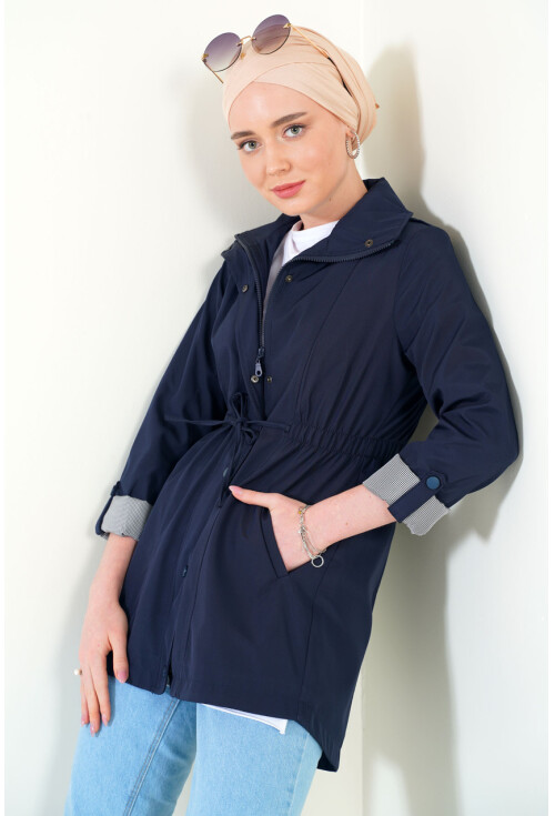 5669 Belden Lastikli Trenchcoat