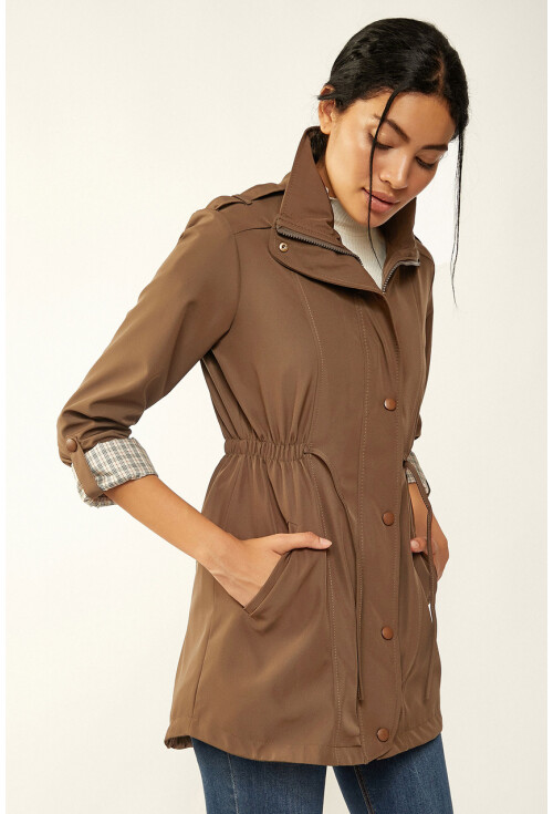 5669 Belden Lastikli Trenchcoat