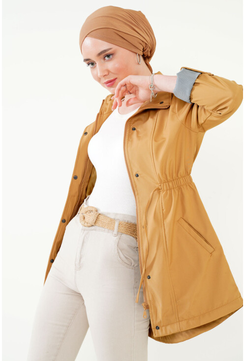 5669 Belden Lastikli Trenchcoat