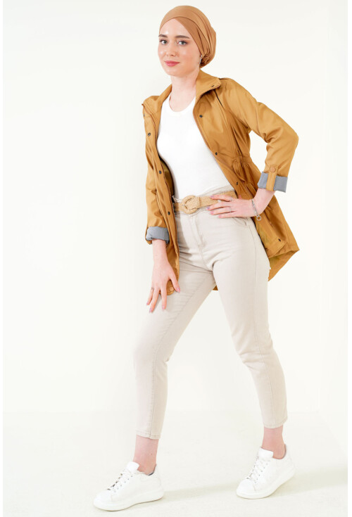 5669 Belden Lastikli Trenchcoat