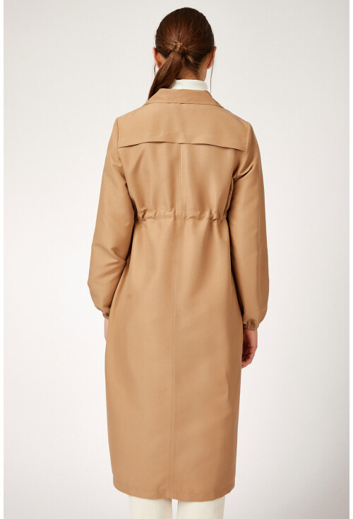 5677 Önü Boydan Fermuarlı Tesettür Trenchcoat