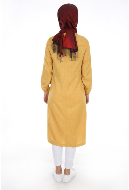 5677 Önü Boydan Fermuarlı Tesettür Trenchcoat