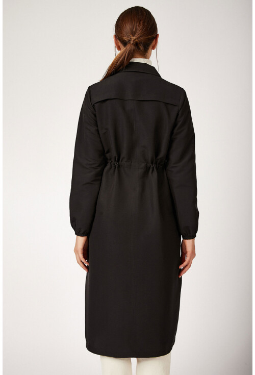 5677 Önü Boydan Fermuarlı Tesettür Trenchcoat