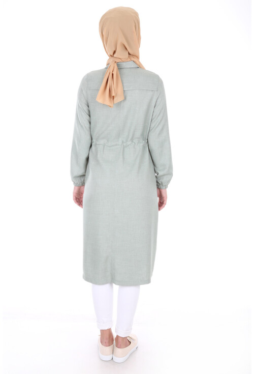 5677 Önü Boydan Fermuarlı Tesettür Trenchcoat