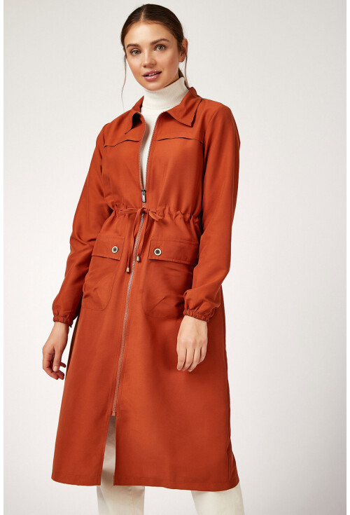 5677 Full-Length Zippered Hijab Trench Coat