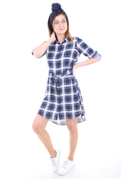 5696 Kuşaklı Desenli Tunik
