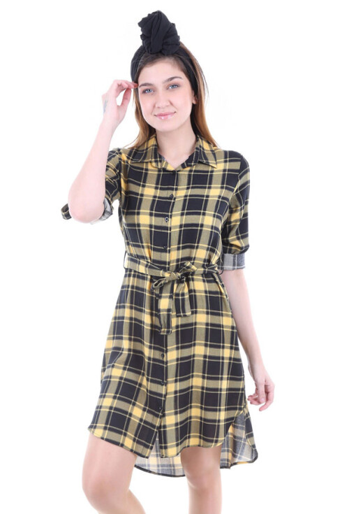 5696 Kuşaklı Desenli Tunik