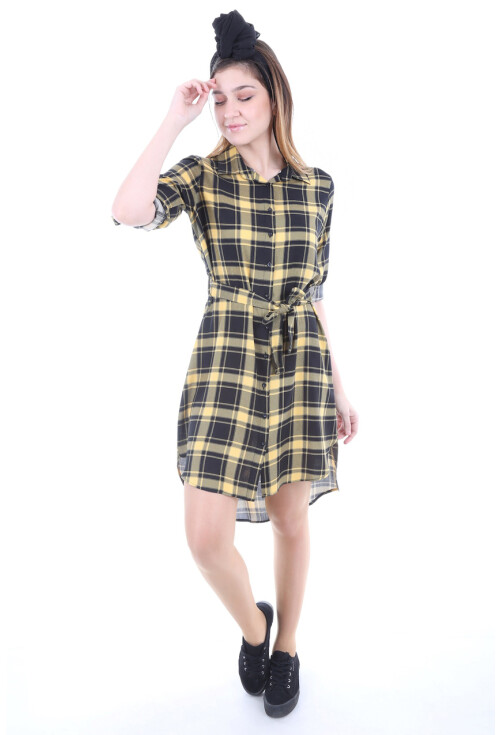 5696 Kuşaklı Desenli Tunik