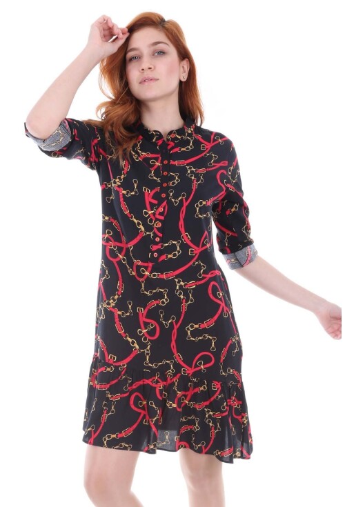 5718 Hakim Yaka Desenli Tunik