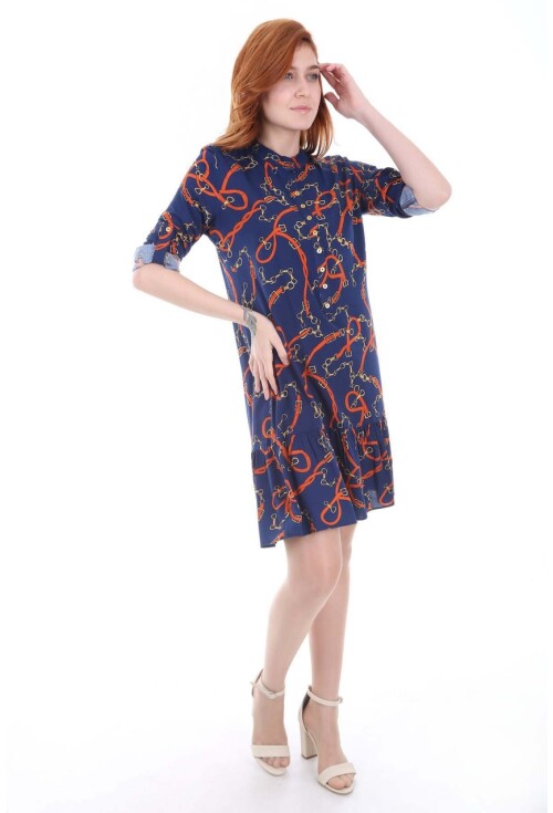5718 Hakim Yaka Desenli Tunik