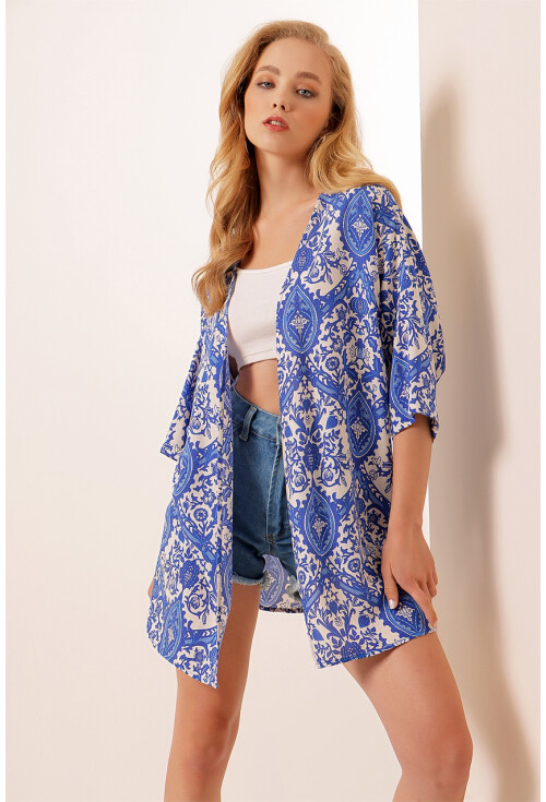 5863 Desenli Kimono