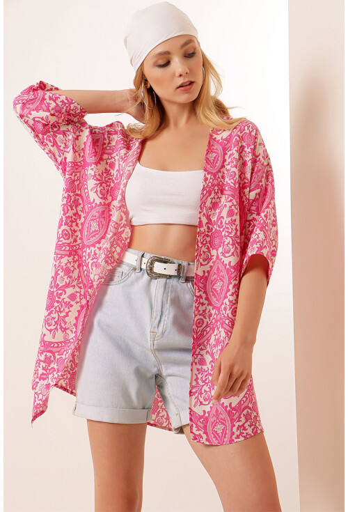 5863 Desenli Kimono