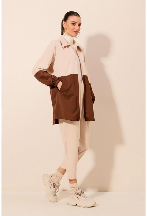 5909 Çift Renkli Mevsimlik Trençkot