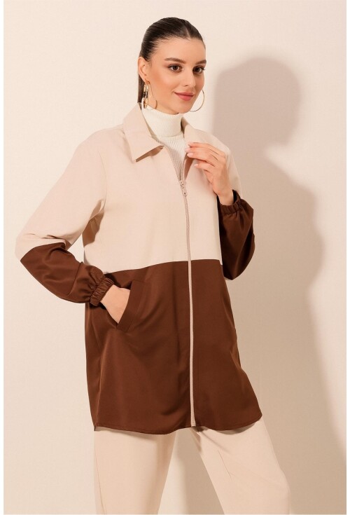 5909 Çift Renkli Mevsimlik Trençkot