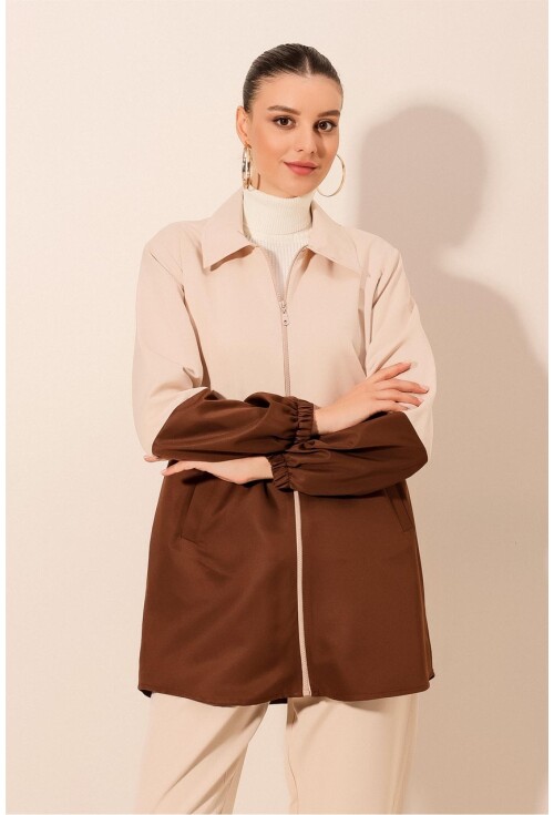 5909 Çift Renkli Mevsimlik Trençkot