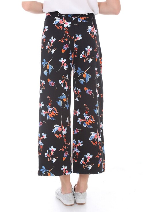 6384 Çiçekli Geniş Paça Pantolon
