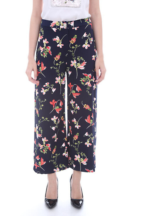 6384 Çiçekli Geniş Paça Pantolon