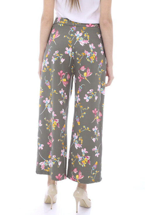 6384 Çiçekli Geniş Paça Pantolon