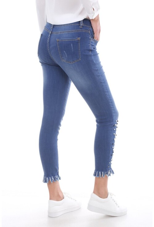 6390 İnci Taşlı Püsküllü Kot Pantolon